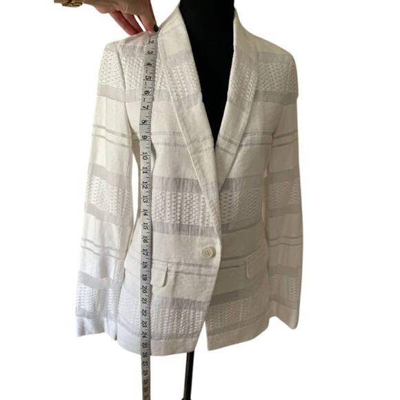 A|X ARMANI EXCHANGE White Cotton Blazer Size 6 - Picture 2 of 10